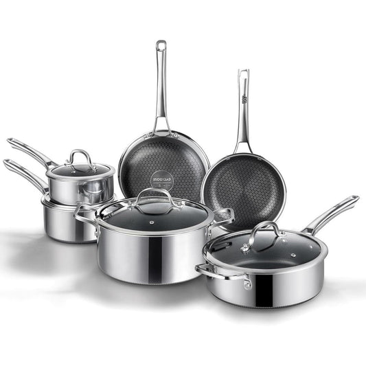 10-Piece Hybrid Nonstick Stainless Cookware Set